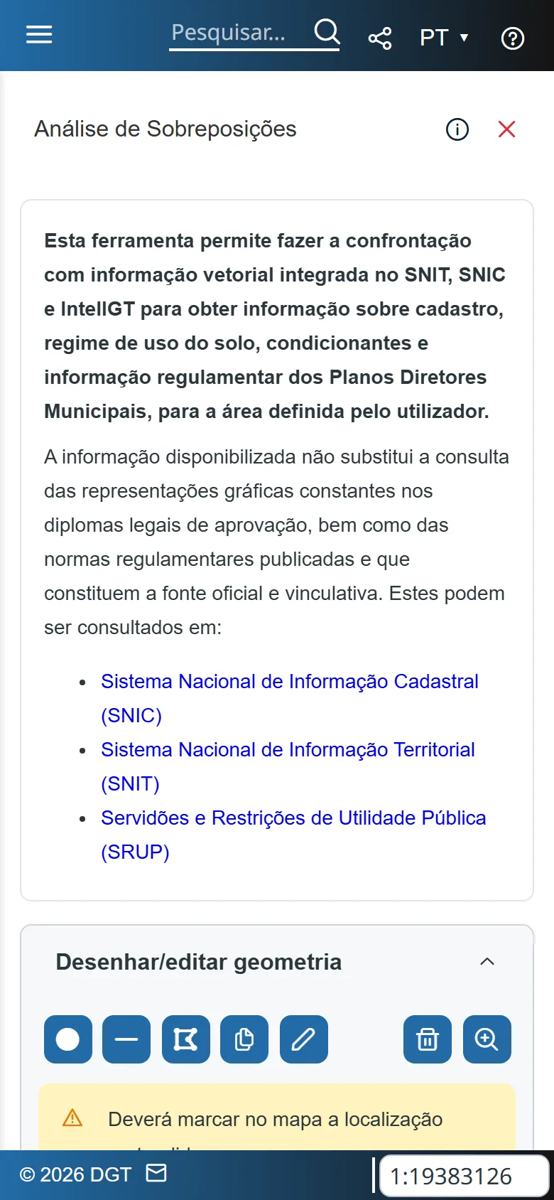 A ferramenta Análise de Sobreposições no telemóvel.