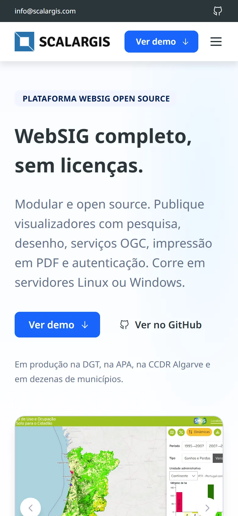 A mesma página no telemóvel.