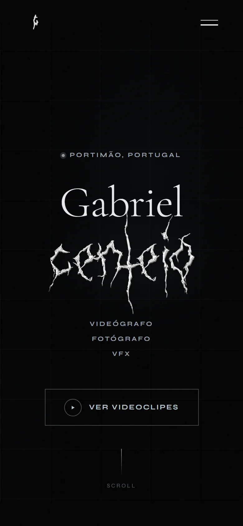 A mesma página inicial no telemóvel, com o botão Ver videoclipes.